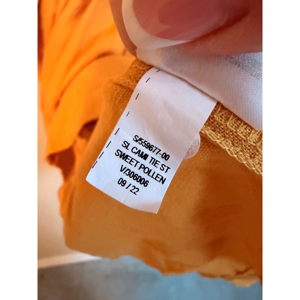 Old Navy Mini Dress Size L Yellow SL Cami Tie St Linen Blend Summer Smocked - Picture 6 of 7